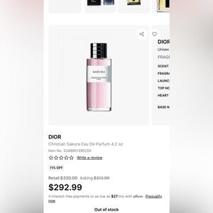 Dior Sakura fragrance- Soft Pink